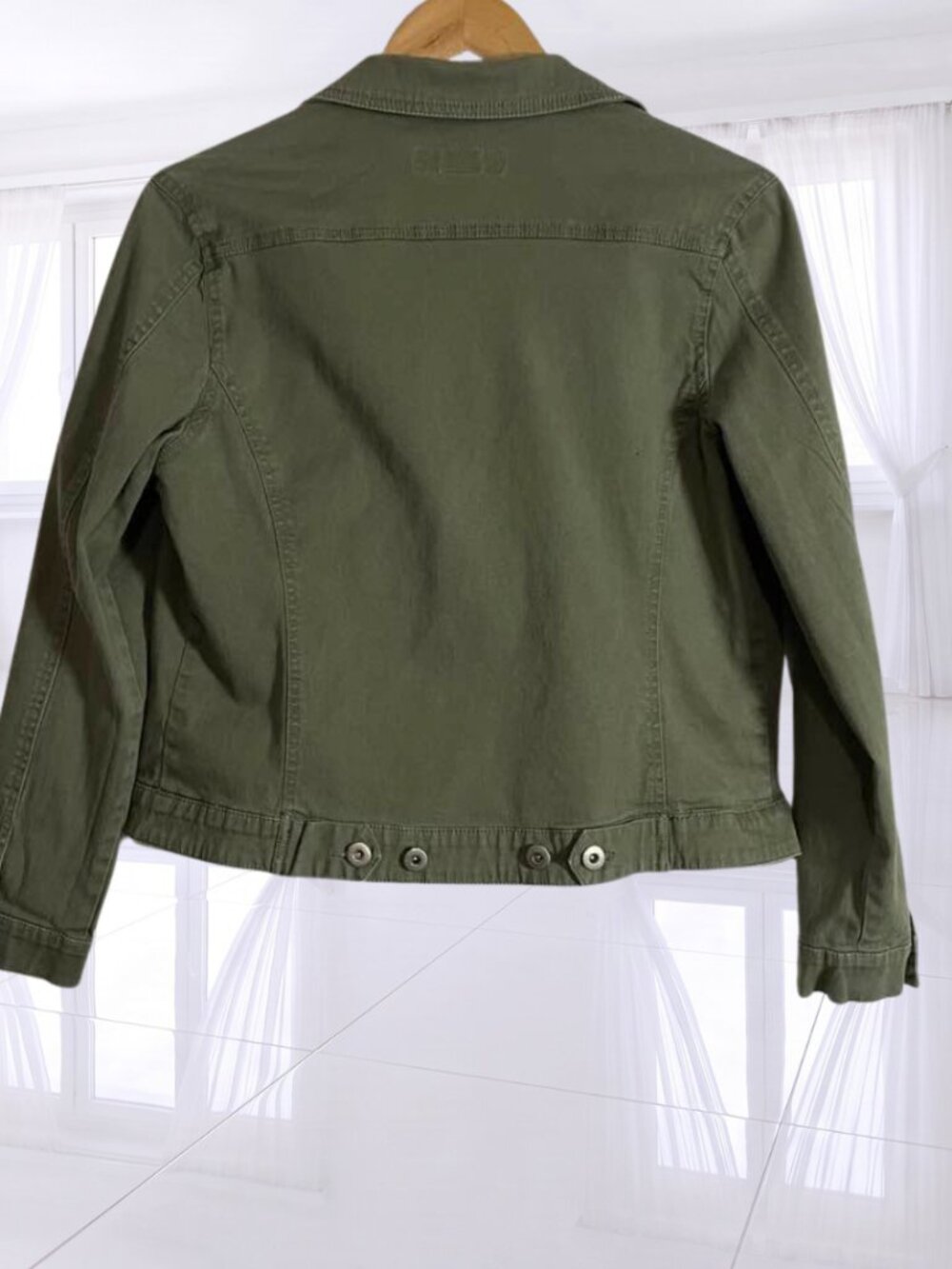 Bamboo Traders Army Green Utility Jacket Large L Cotton Stretch - Picture 4 of 11
